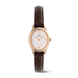 Ophelia Mini Dark Brown Lizard White Guilloché Rose Gold