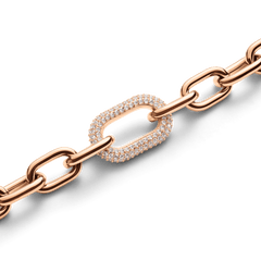 Bound Black Crocodile & Crystal Link Bracelet Rose Gold