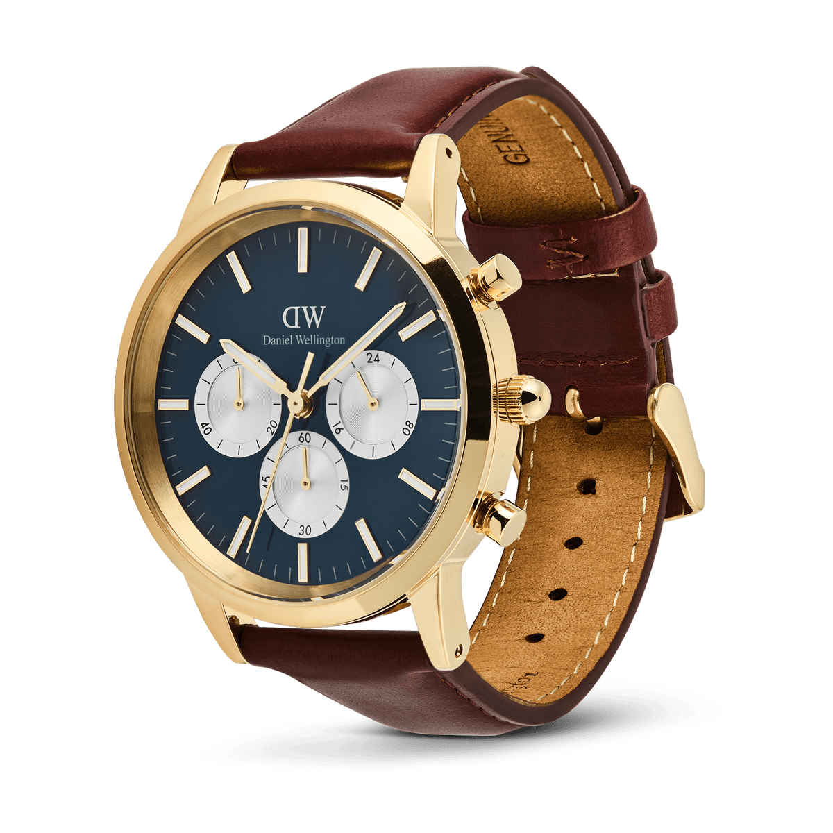 Iconic Chronograph Panda + Ellipse Cuban Chain Bracelet Gold Set