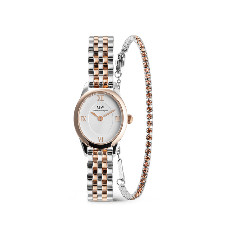 Ophelia Mini & Tennis Bracelet Apricot Silver Set