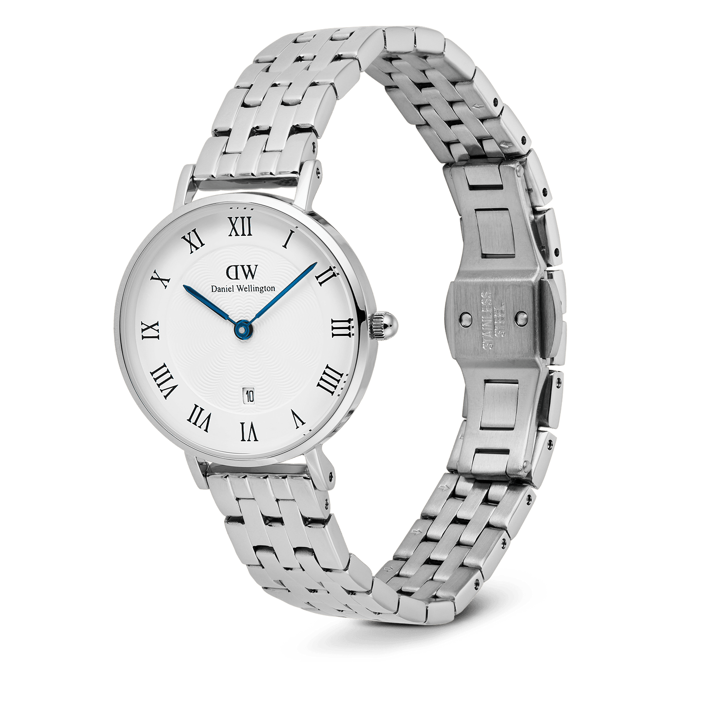 Petite Roman Numerals Date 5-link Silver