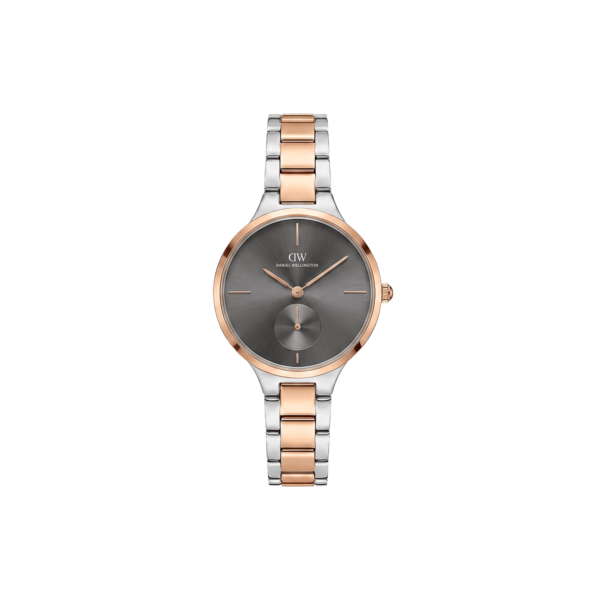 Round Analog Grey 3-Link Two Tone