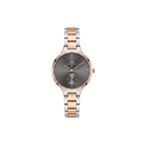 Round Analog Grey 3-Link Two Tone