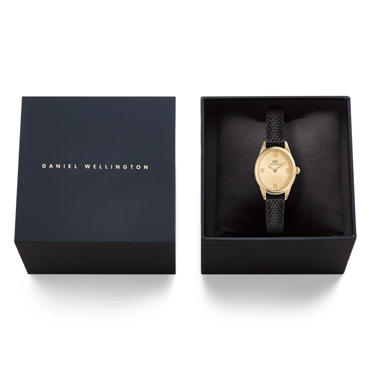 Ophelia Mini Black Lizard Unitone Guilloché Gold
