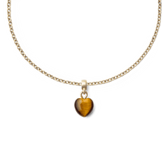 Tiger eye Heart Gold Charm