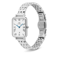 Quadro Roman Numerals Date 5-link Silver