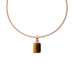 Tiger eye Octagon Rose Gold Charm