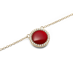 Audrey Necklace Red Agathe Gold