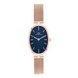 Oval Analog Blue Mesh Rose Gold