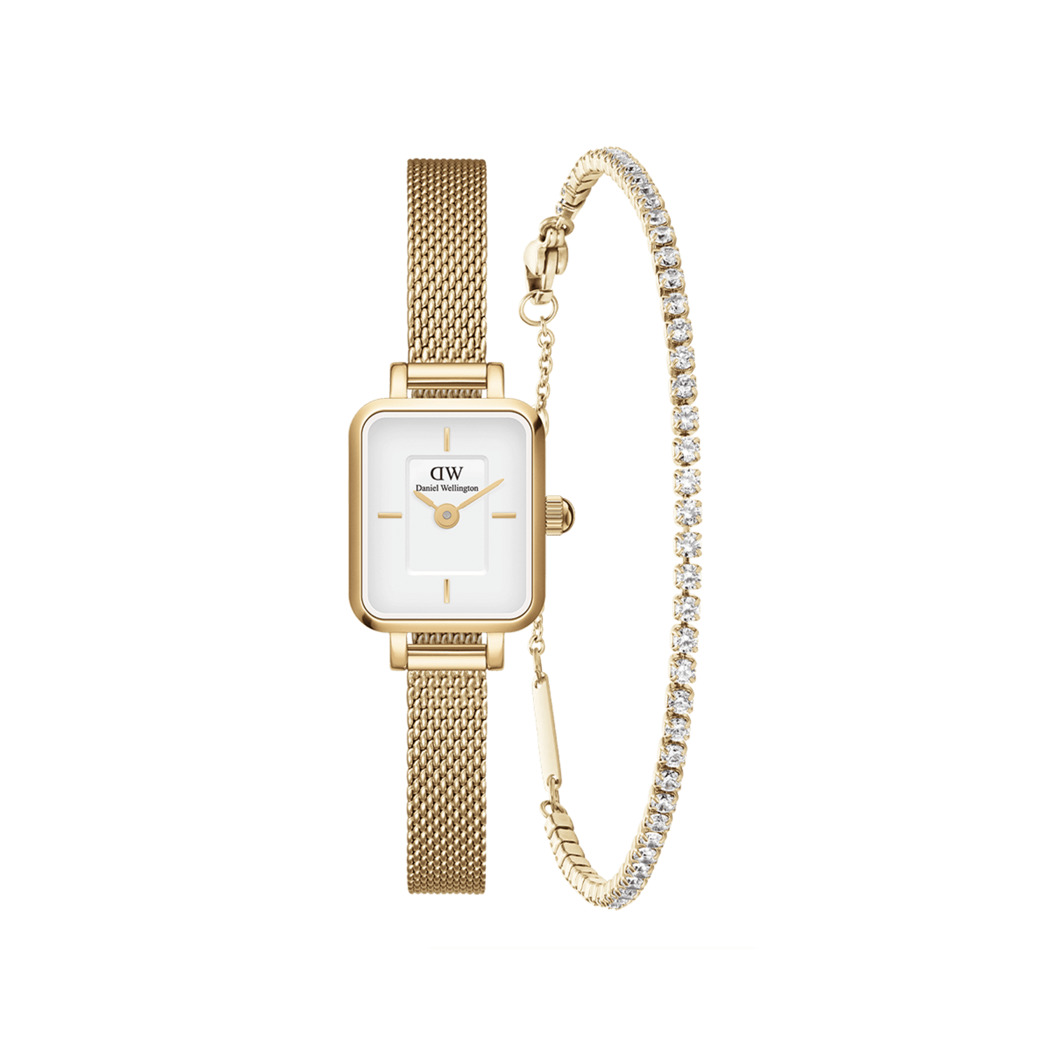 Quadro Mini & Tennis Bracelet Gold