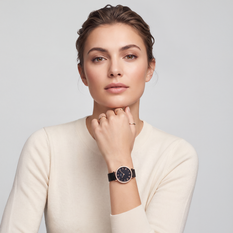 Round Analog Bezel Ashfield Rose Gold
