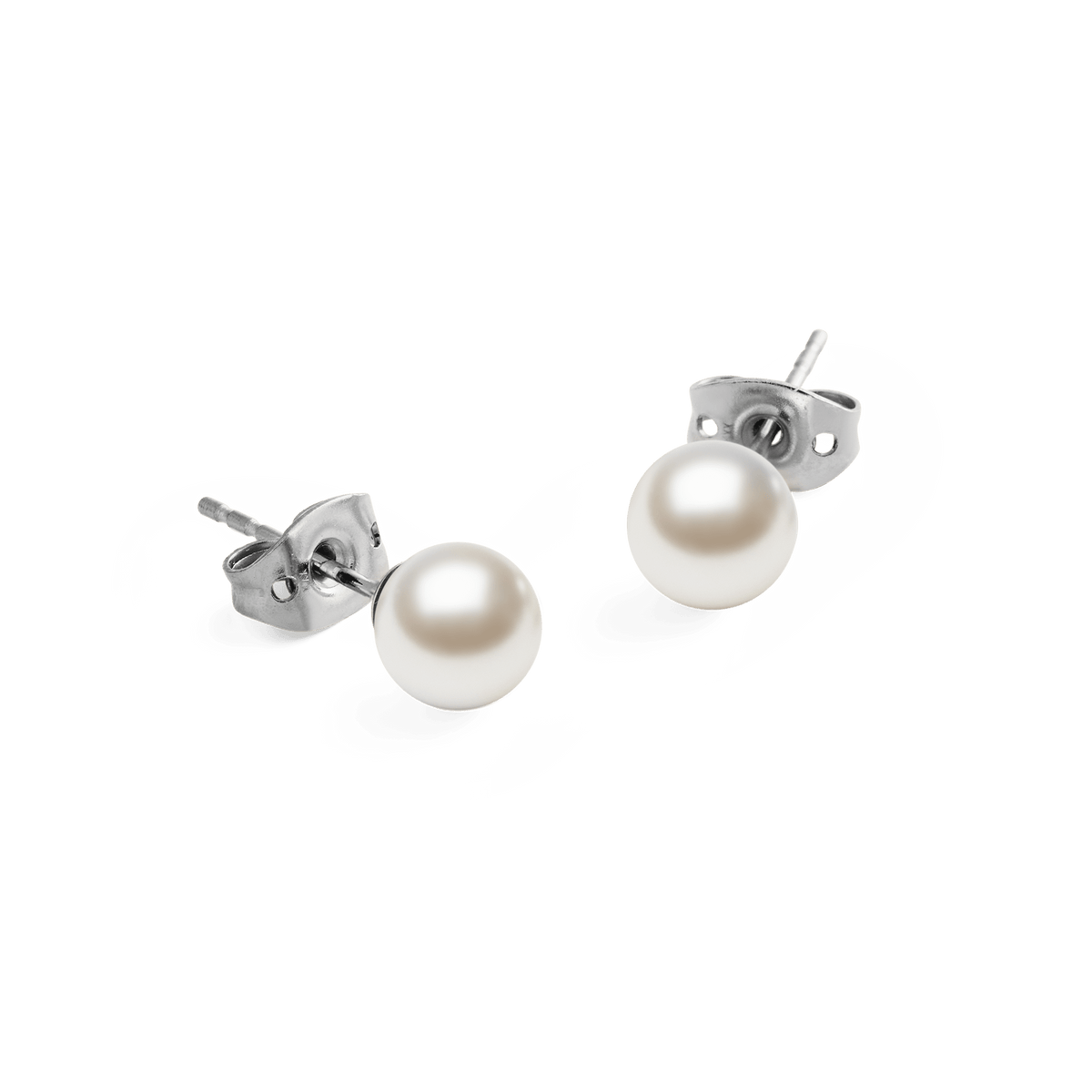 Pearl Stud Earrings Silver