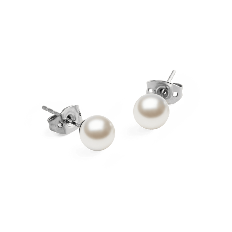Pearl Stud Earrings Silver