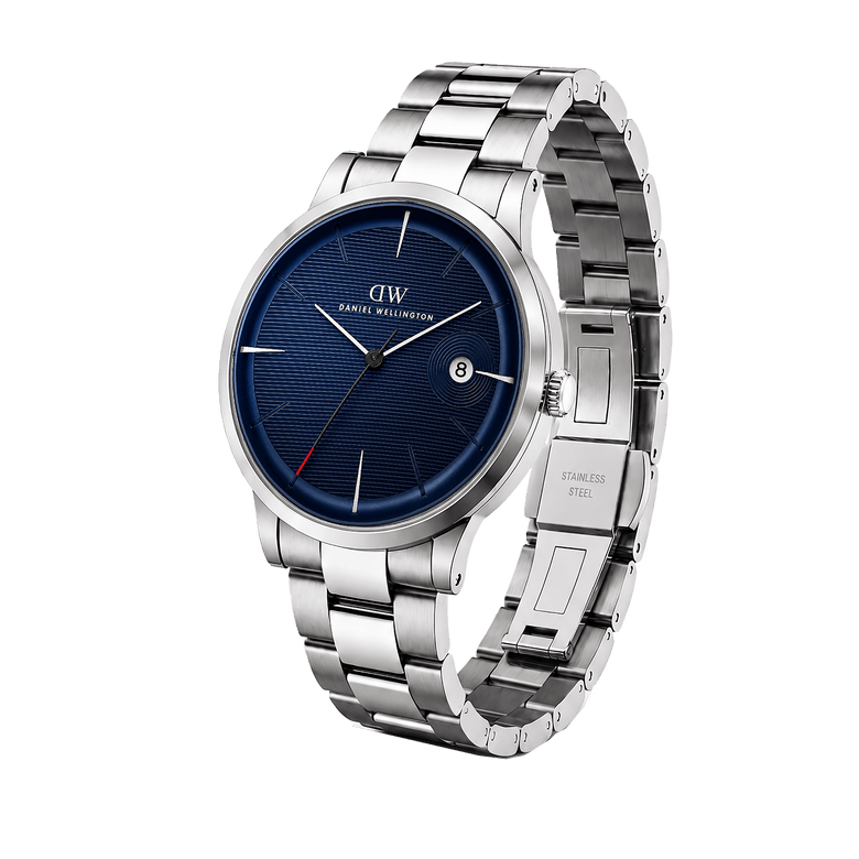 Round Analog 3-Link Blue Silver