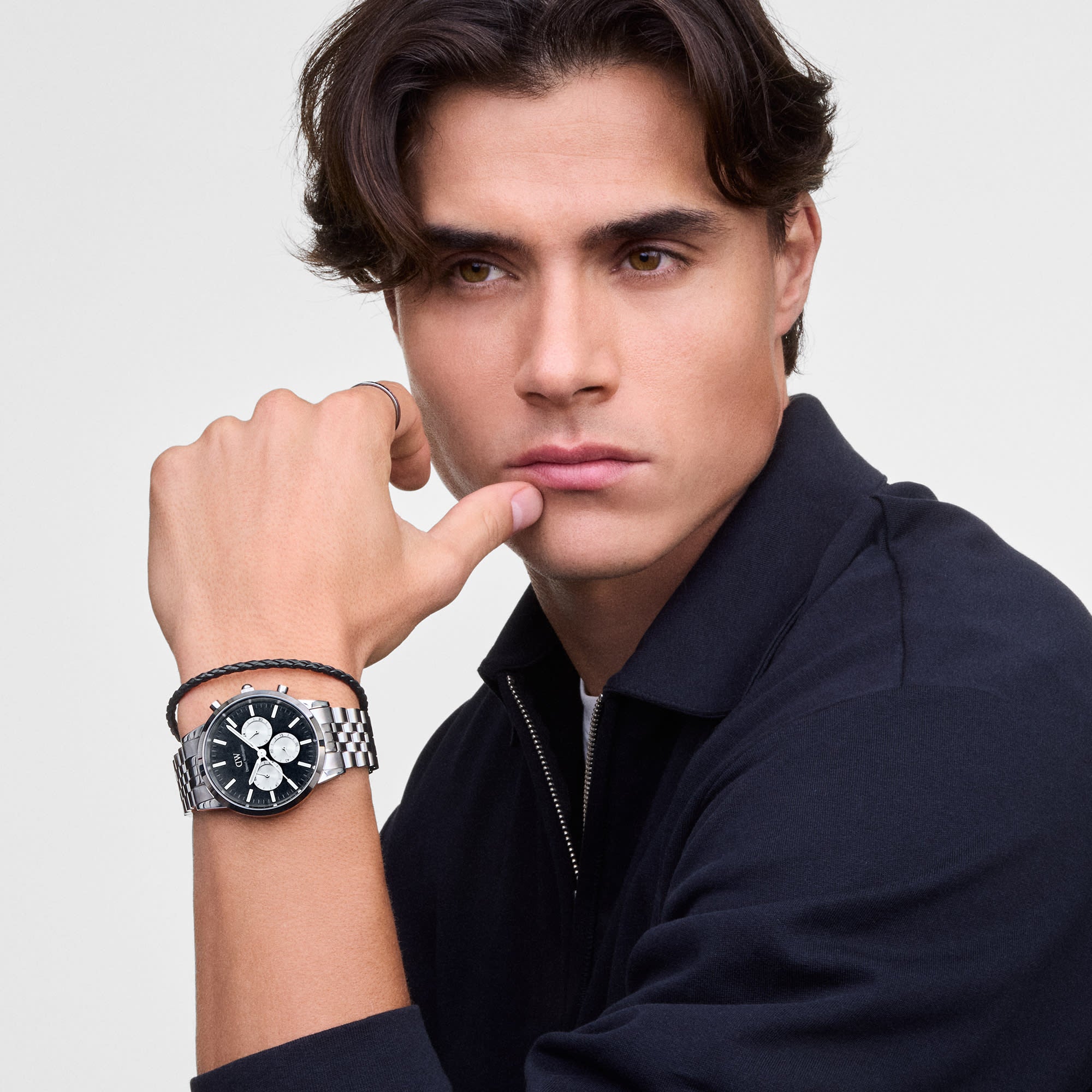Buy Iconic Chronograph Arch 5 Link Onyx Panda Silver from DW