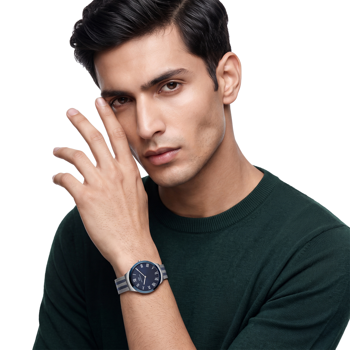 Round Analog Blue Two Tone