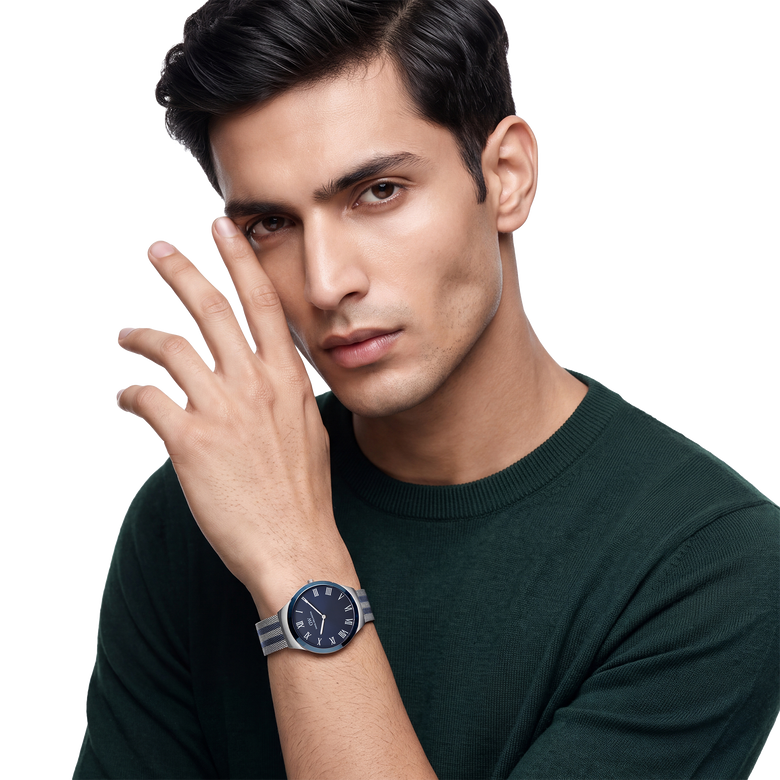 Round Analog Blue Two Tone