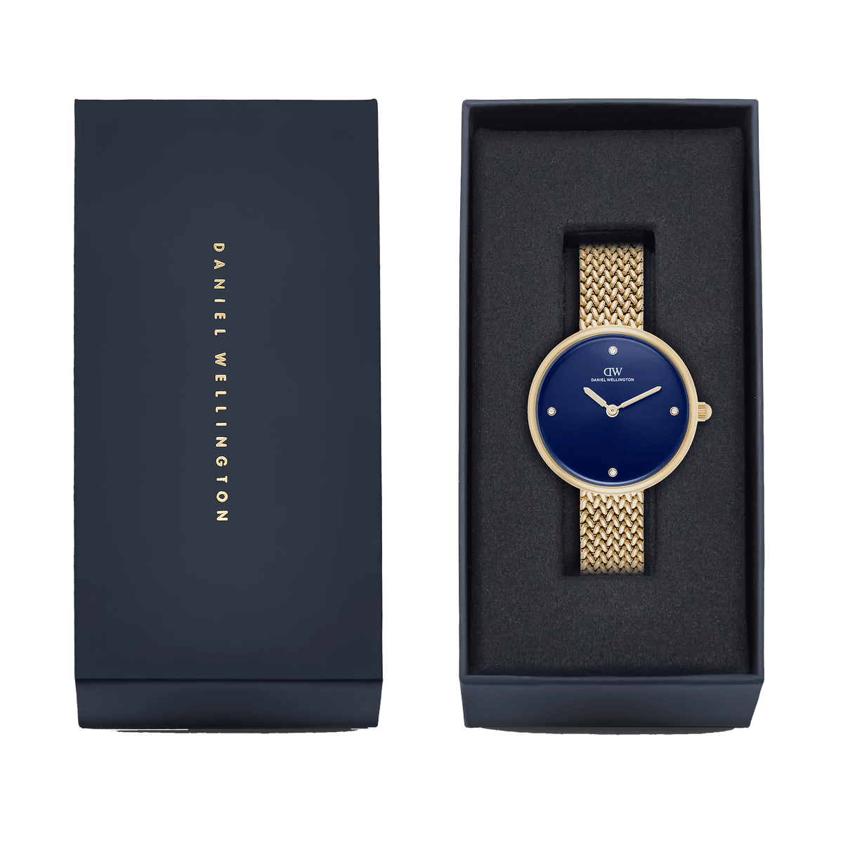 Round Analog Blue Gold