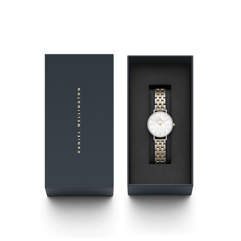 Petite Lumine Bezel 5-Link Two-Tone MOP Silver