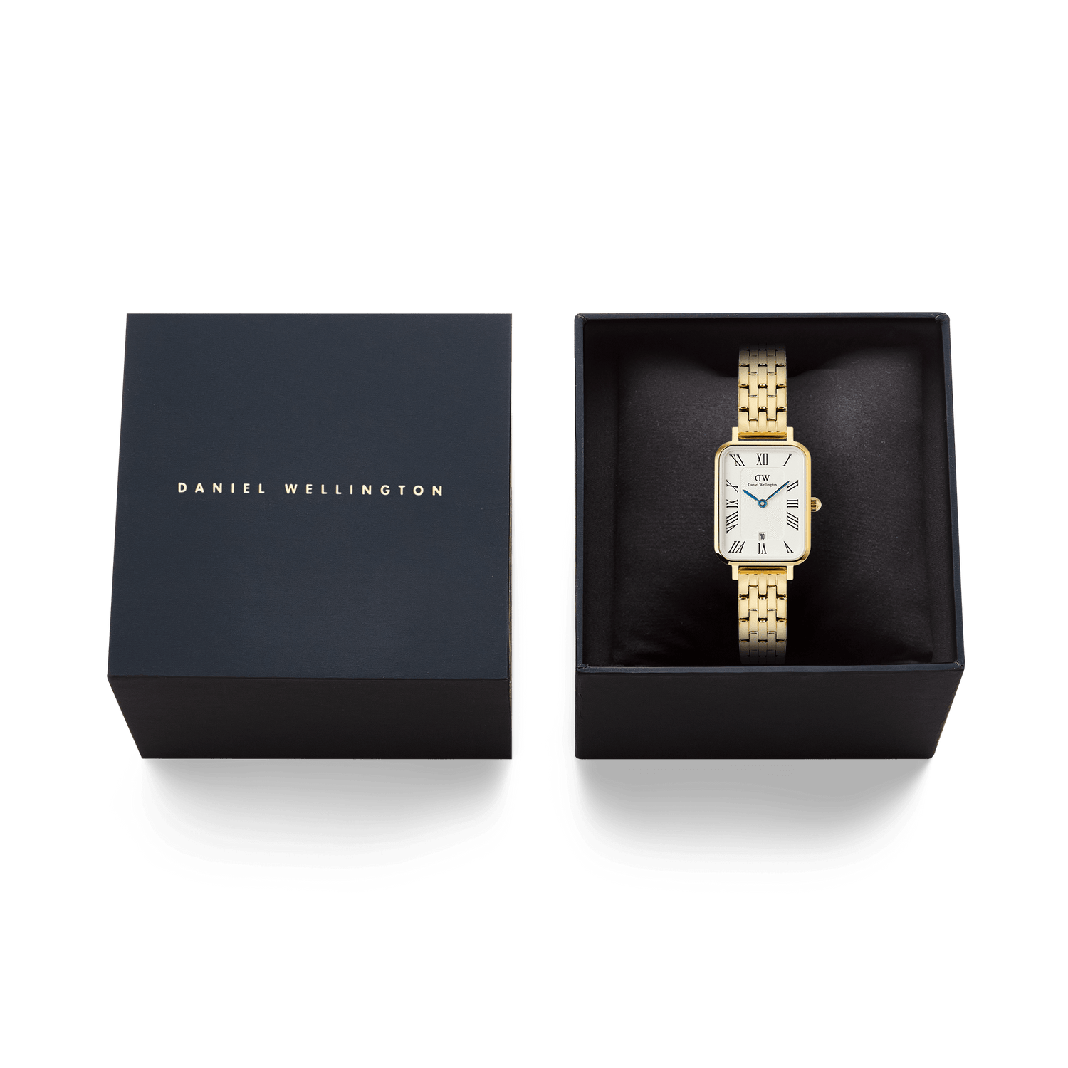 Quadro Roman Numerals Date 5-link Gold
