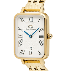 Quadro Roman Numerals Date 5-link Gold