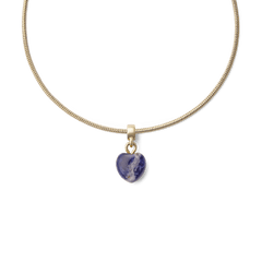 Blue Spot Heart Gold Charm