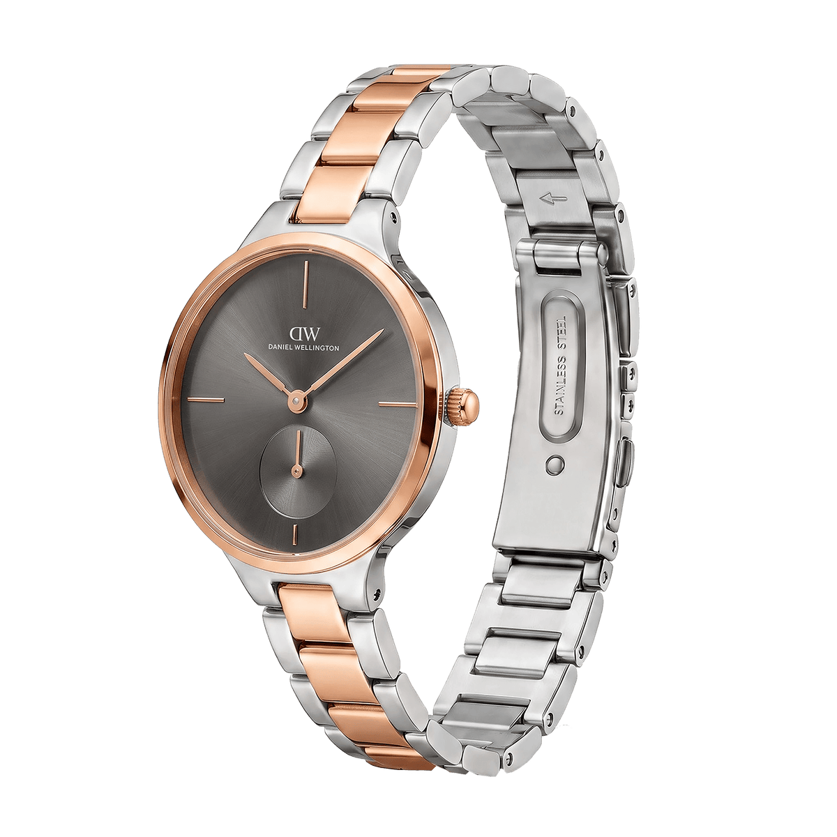 Round Analog Grey 3-Link Two Tone
