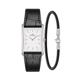 Bound Black Crocodile & Sheffield Bracelet Silver