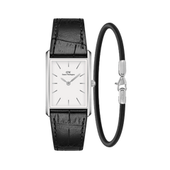 Bound Black Crocodile & Sheffield Bracelet Silver