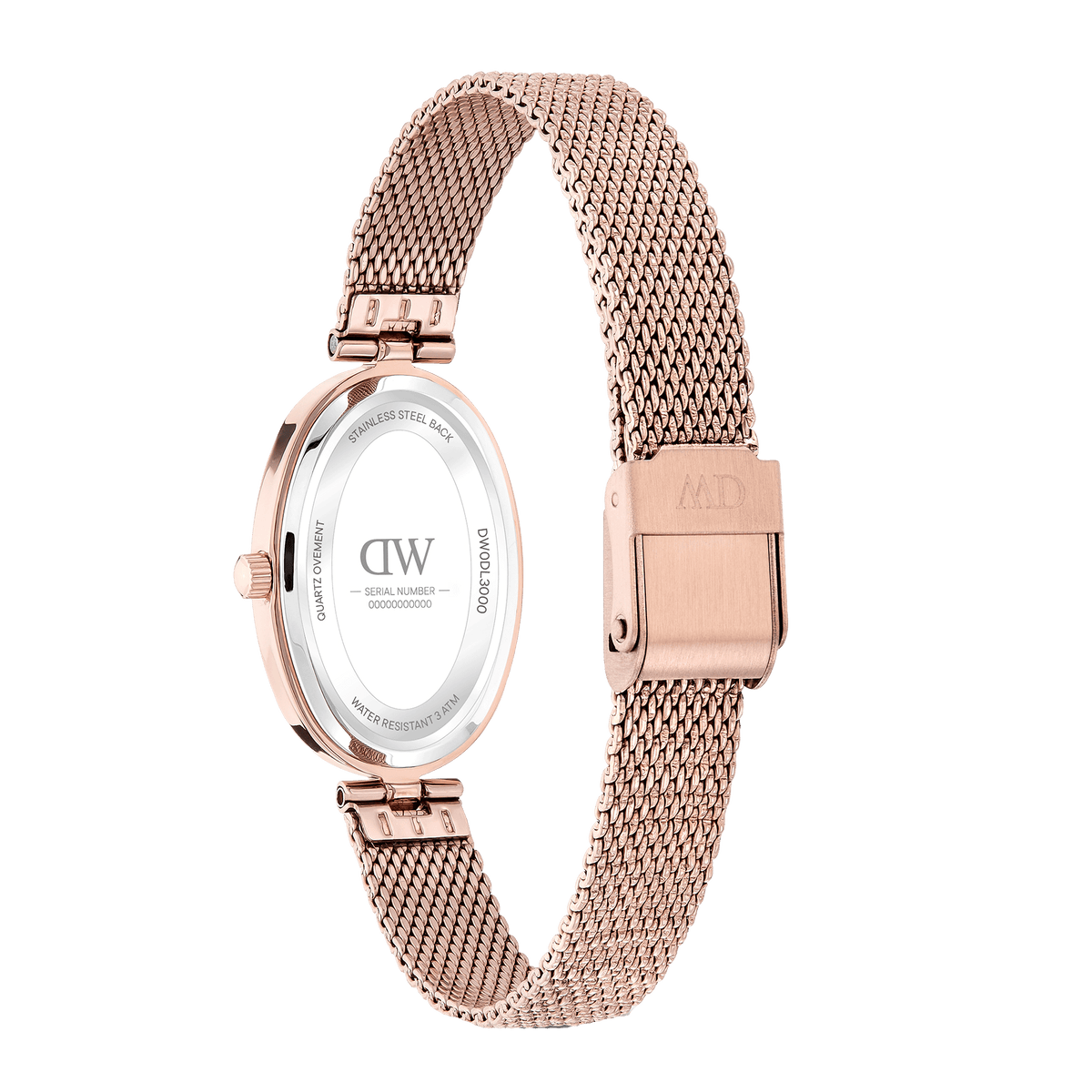 Oval Analog Blue Mesh Rose Gold