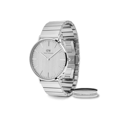 Classic Piano Link Silver Unitone & Elan Ring Set