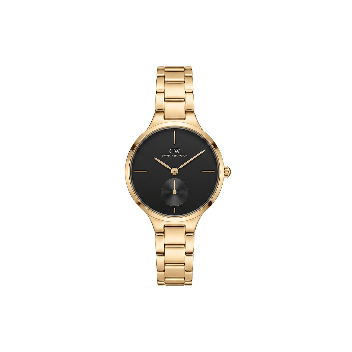 Round Analog Black 3-Link Gold