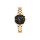 Round Analog Black 3-Link Gold