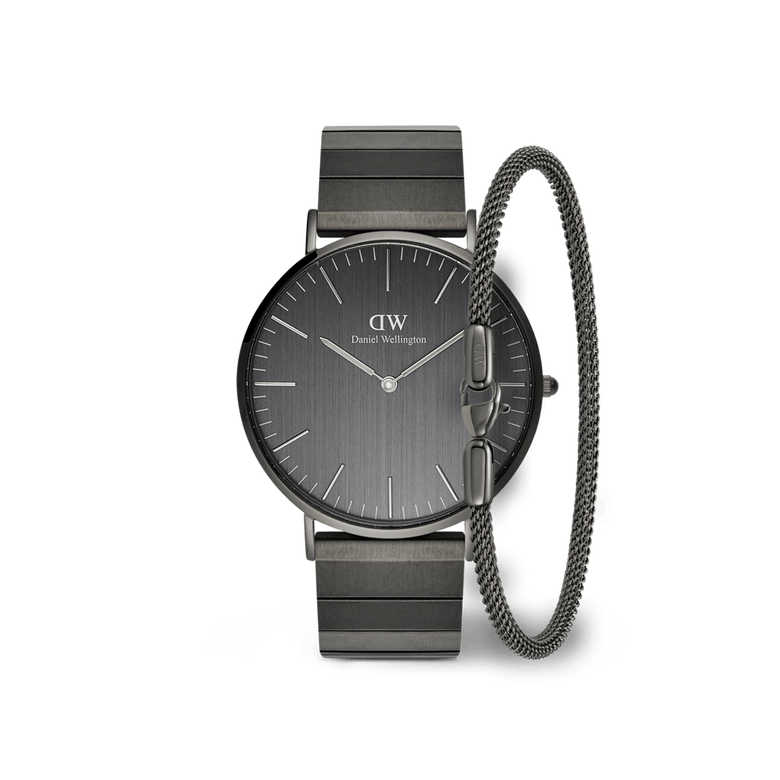 Classic Piano Link Graphite Unitone & Mesh Bracelet Set
