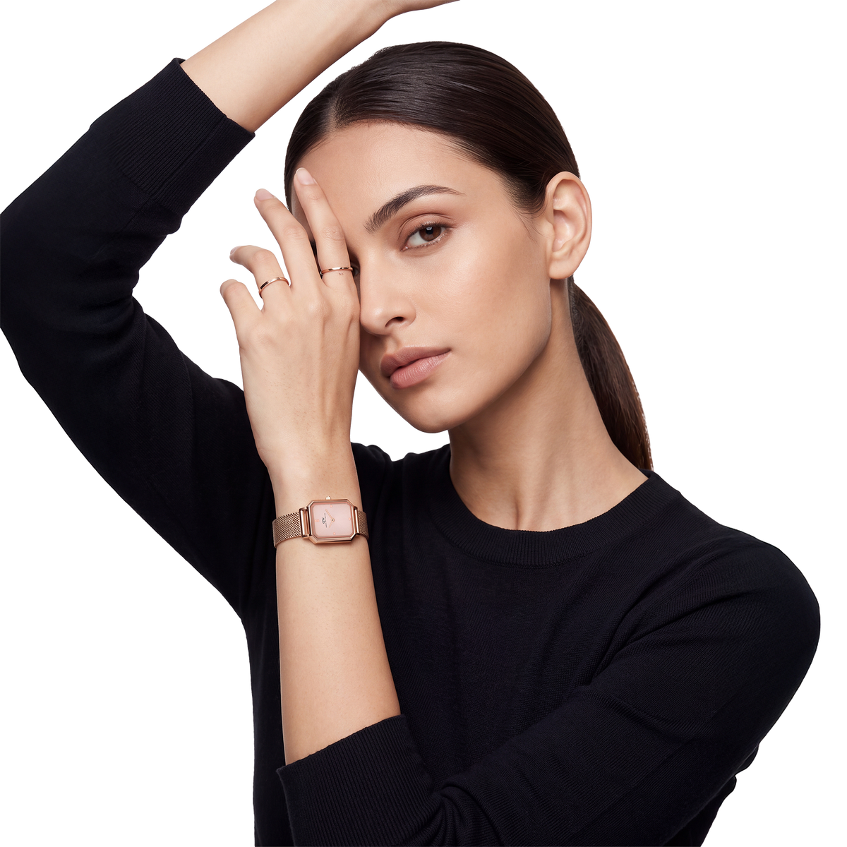 Octagonal Analog Mesh Rose Gold