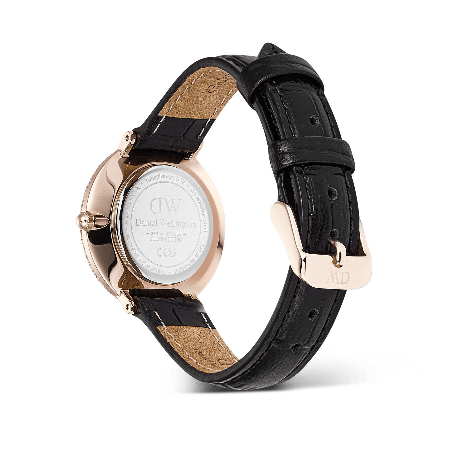 Crystalline Bezel Black Croc Rose Gold