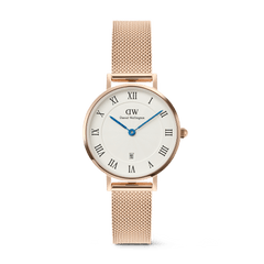 Petite Roman Numerals Date Rose Gold
