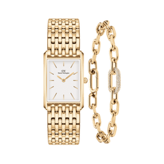 Bound 9 Link & Crystal Link Bracelet Gold