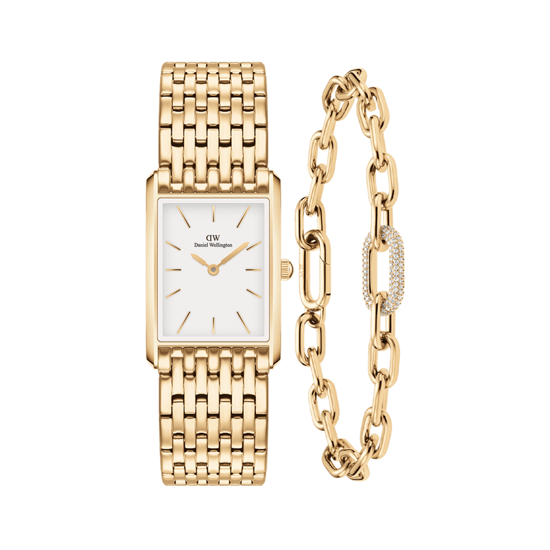 Bound 9 Link & Crystal Link Bracelet Gold