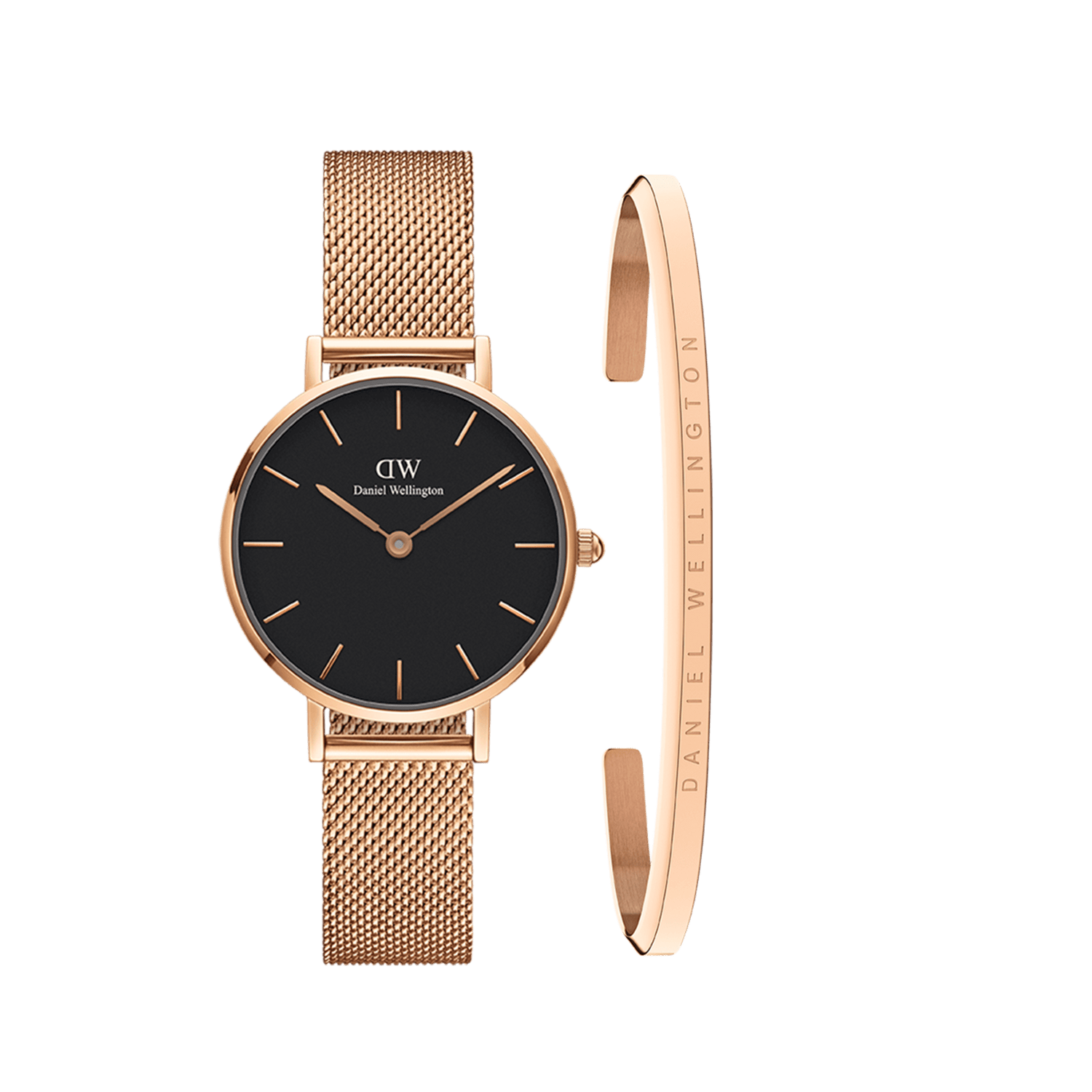 Classic Bracelet Rose Gold + Petite Melrose Black Rose Gold