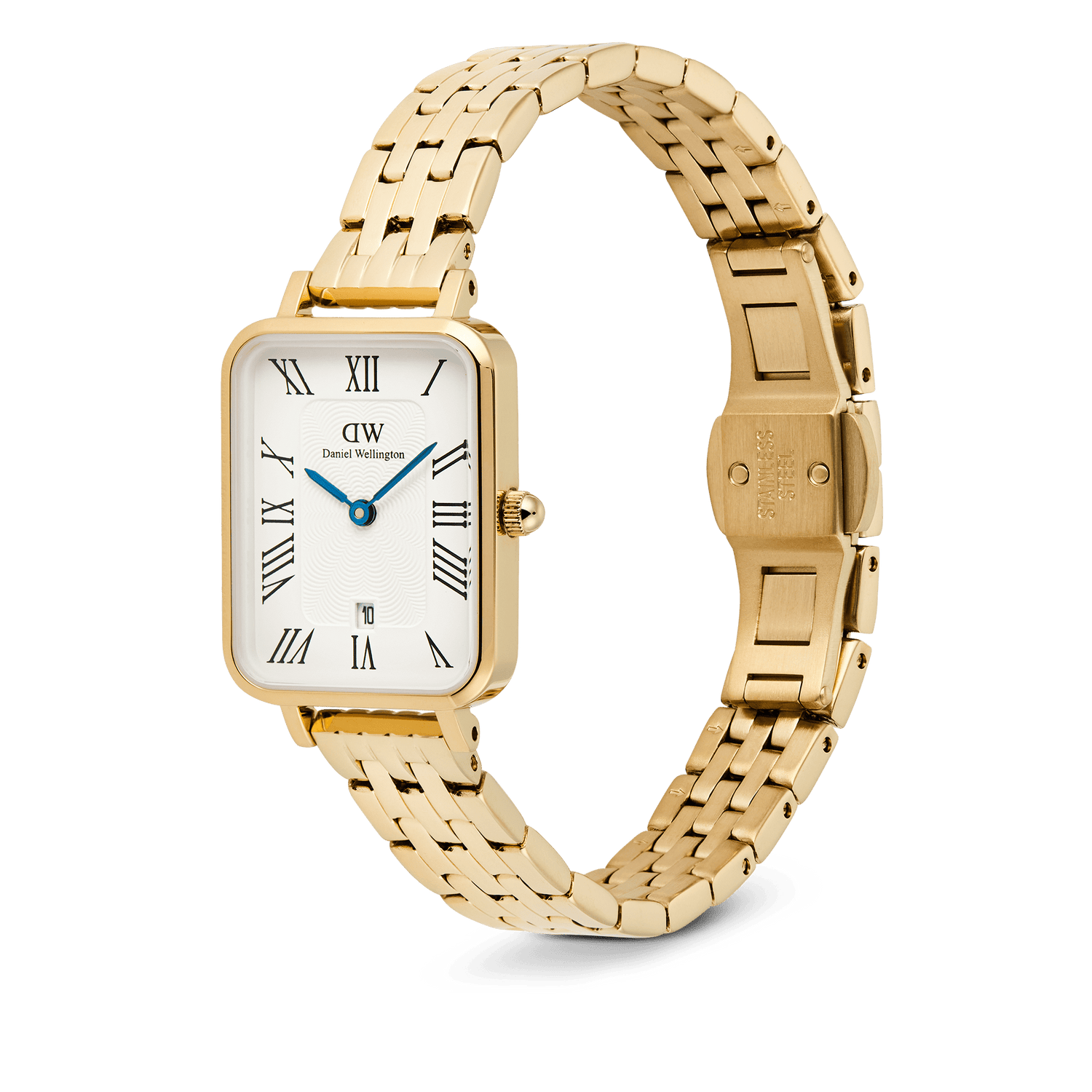 Quadro Roman Numerals Date 5-link Gold