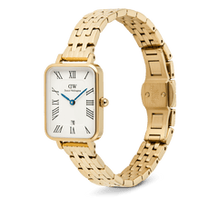 Quadro Roman Numerals Date 5-link Gold