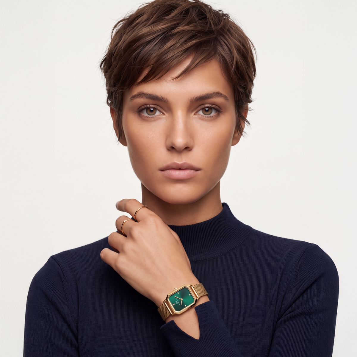 Octagonal Analog Emerald Gold