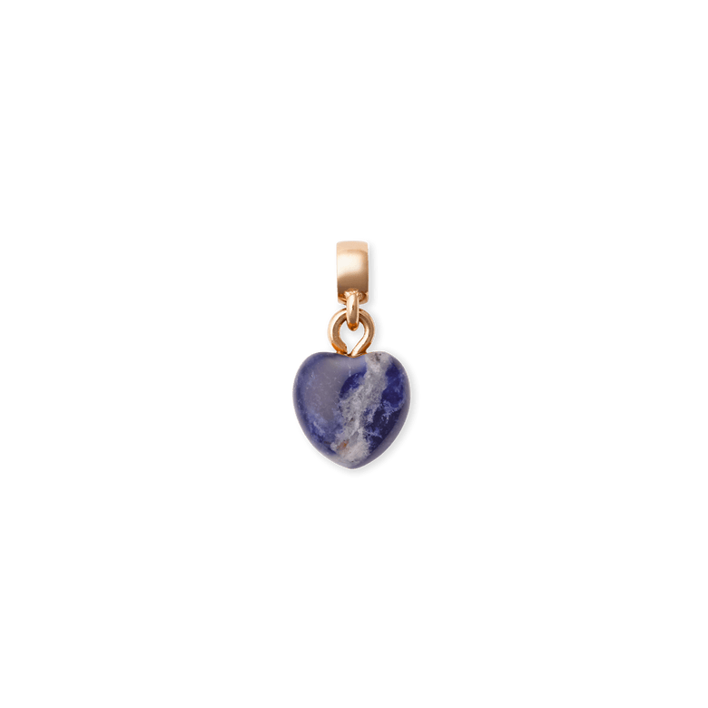 Blue Spot Heart Rose Gold Charm