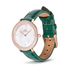 Crystalline Bezel Green Croc Rose Gold