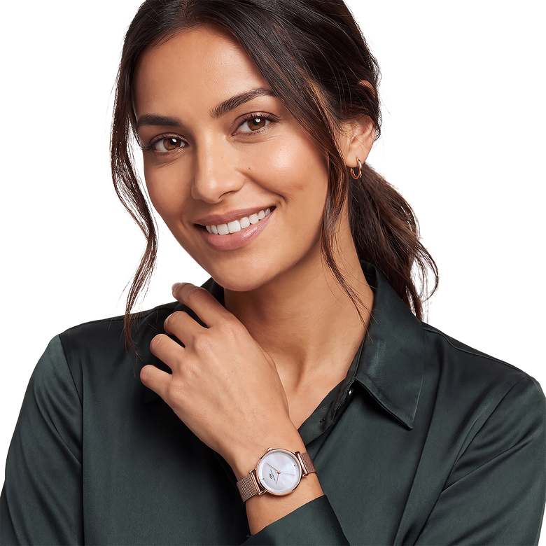 Round Analog White MOP Rose Gold