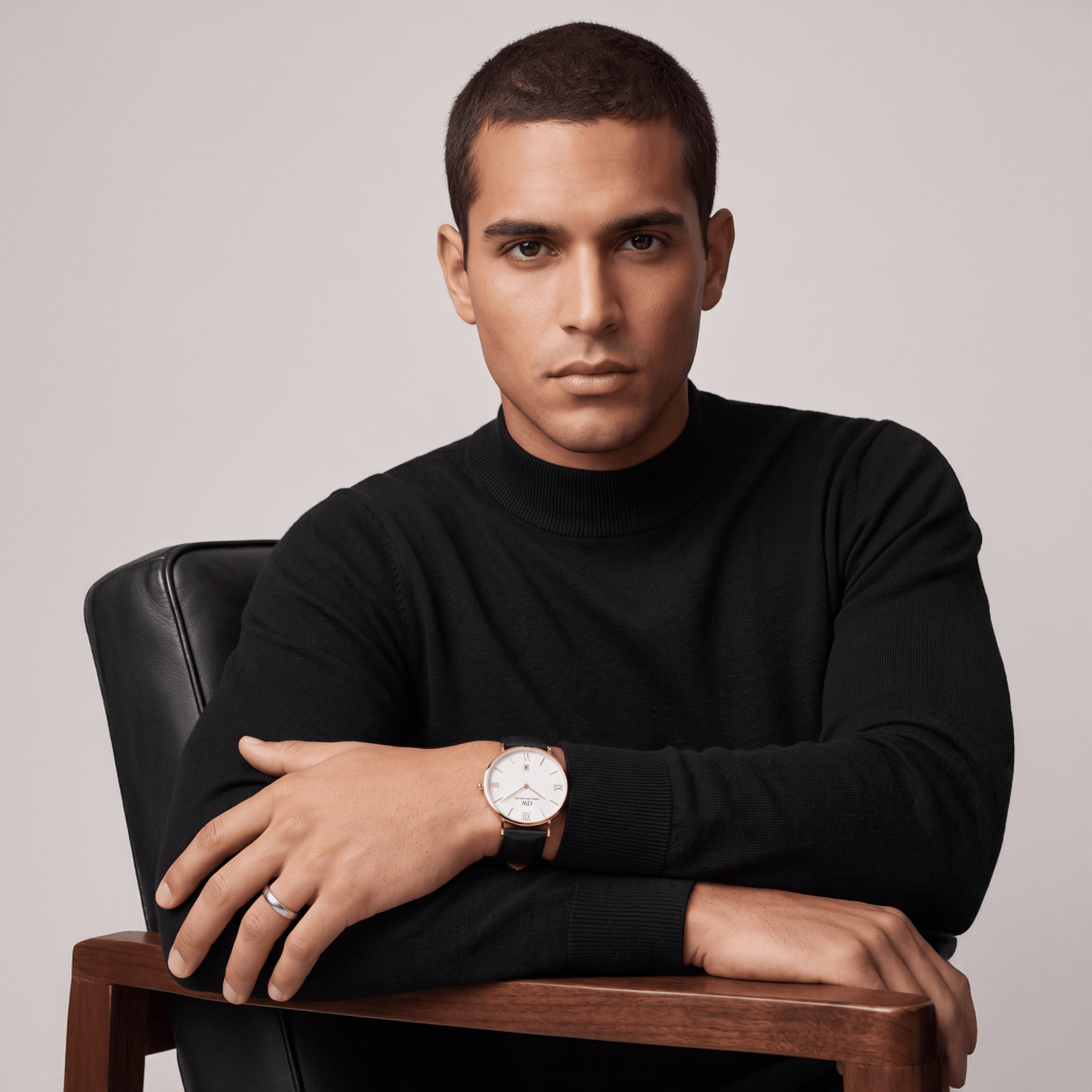 Round Analog Roman Sheffield White/Rose Gold