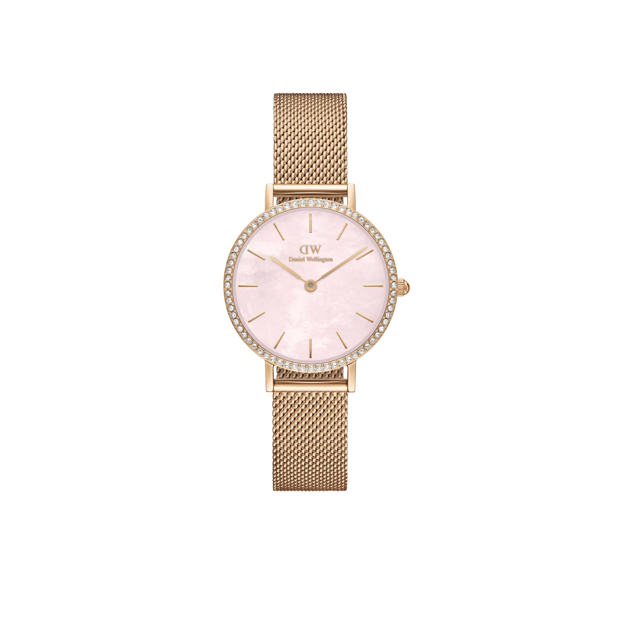 Petite Bezel pink MOP watch - with rose gold strap | DW