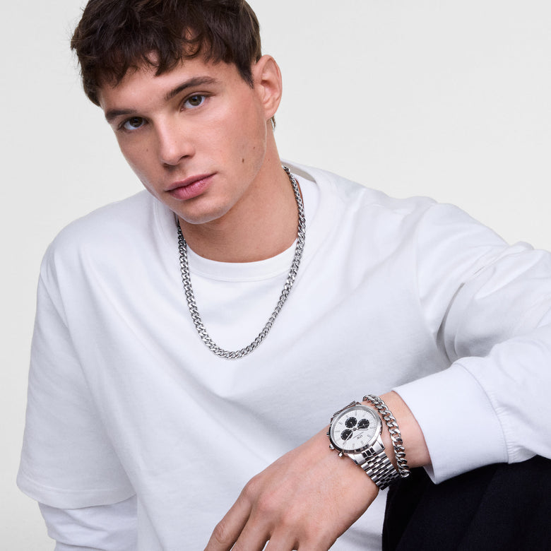 Iconic Chronograph Arch 5-Link Off- White Panda Silver