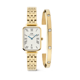 Quadro Roman Numerals Date + Classic Lumine Bracelet Gold Set